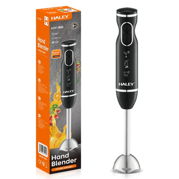 Blender portabil profesional din inox, 400W, cu 2 viteze si functie de zdrobire totala – Design exclusivist HALEY HY-1119