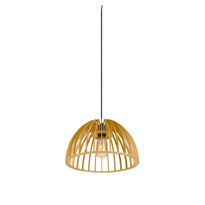 Pendul, SLV, WUD, cu dulie E27, cu abajur din lemn, maro natur, 1008045