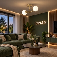 Lustra Moderna 2 socluri E27 cu Globuri, carcasa Auriu ZenLED®