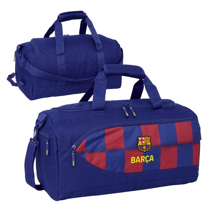 Geanta Sport, Safta, FC Barcelona, 3 Buzunare, Durabil, De Inalta Caliate, Usoar, Bretea de umar Detasabila, Maner Captusit, Baza Semi-Rigida, 50 x 25 x 25 cm, Negru, Multicolore