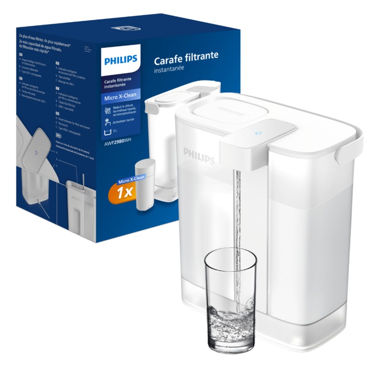 Automata vízszűrő, PHILIPS AWP2980WH, 3 literes, fehér, Micro X-Clean technológiával