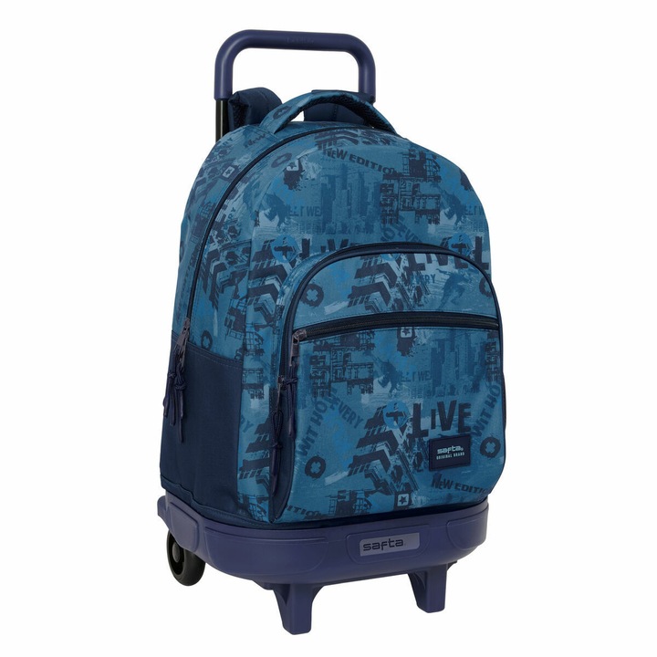 Rucsac Safta New Edition Bleumarin 33x45x22 cm, Detasabil, Ergonomic, Ranforsat, pentru Scoala, Poliester 300D