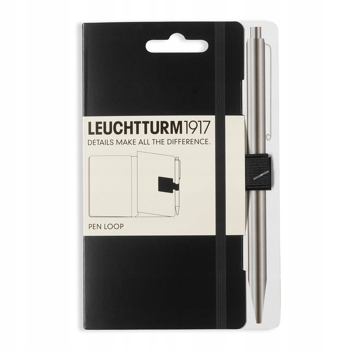Suport pentru instrumente de scris, Leuchtturm1917, elastic, autoadeziv, negru, 40x40mm