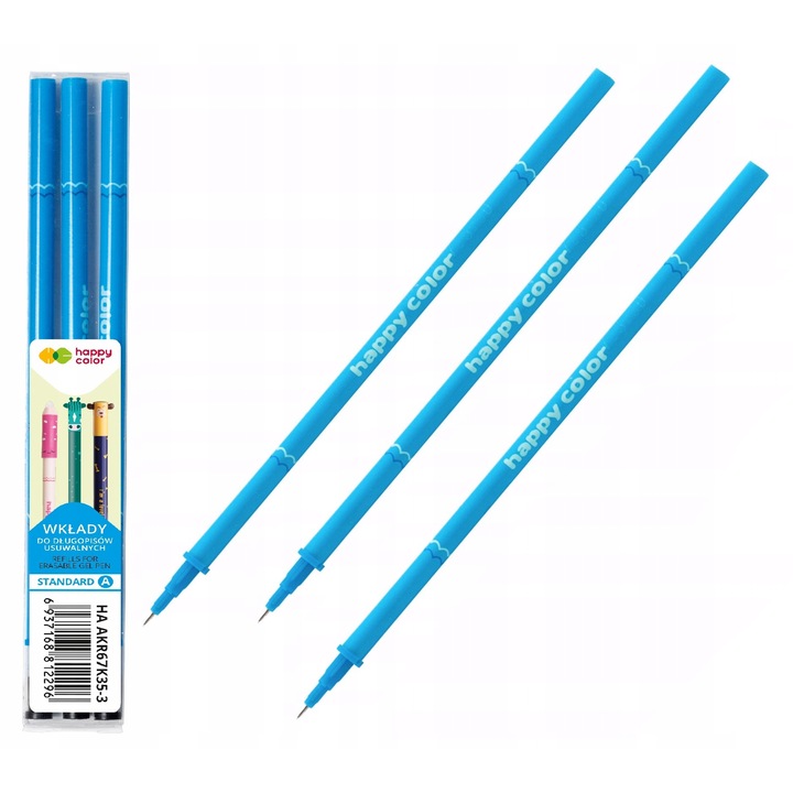 Set 3 rezerve, Happy Color, 0.5 mm, albastru