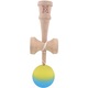 Kendama X Originala, Profesionala, Flippy, din Lemn, Rubber Grip, 18 cm, Galben/Albastru