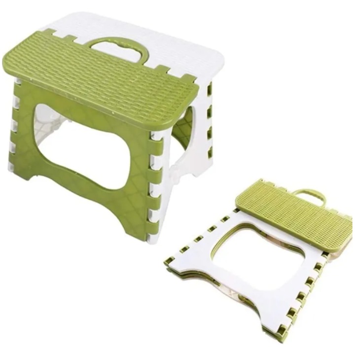 Scaun pliabil, multifunctional, plastic, Verde/Alb, 26 x 21 x 21 cm