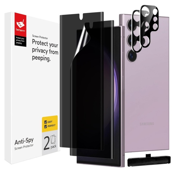 Set 2 Folii Protectie Ecran PRIVACY si 2 Folii Protectie pentru camere, compatibile Samsung S22 Ultra / S23 Ultra