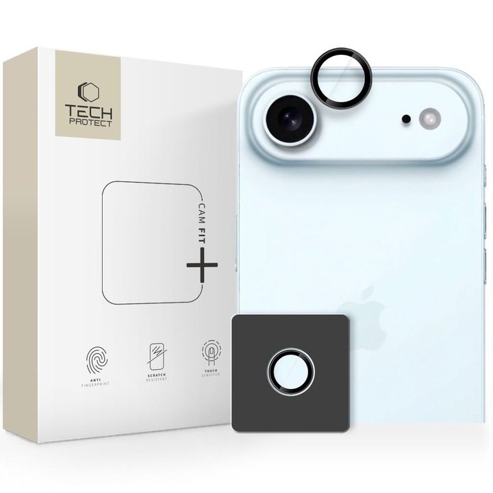 Tech-Protect Camring Fit Plus kameravédő üvegfólia iPhone 17 Air készülékkel, fekete