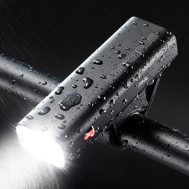 Far Bicicleta ROCKBROS LED 600 Lumeni, Rezistent la Apa IPX6, Recarcabil USB Type-C, Dimensiuni 10,3x3,4x2,3cm, Greutate 105g