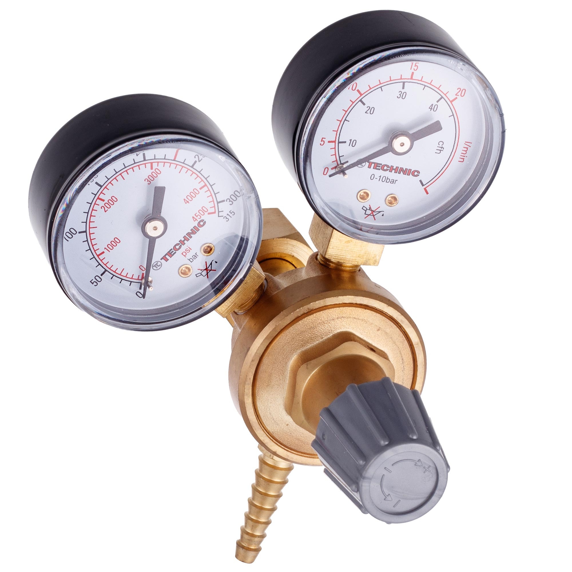 Reductor gaz CO2 si argon, TC Technic, cu manometre duble, 0-10