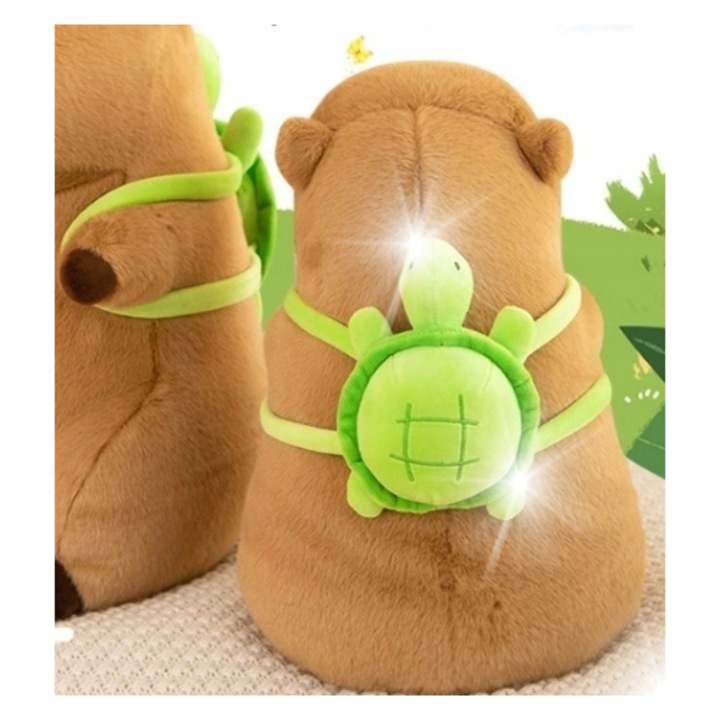 Jucarie de plus Kapibara cu rucsac, 20cm, culoare bej