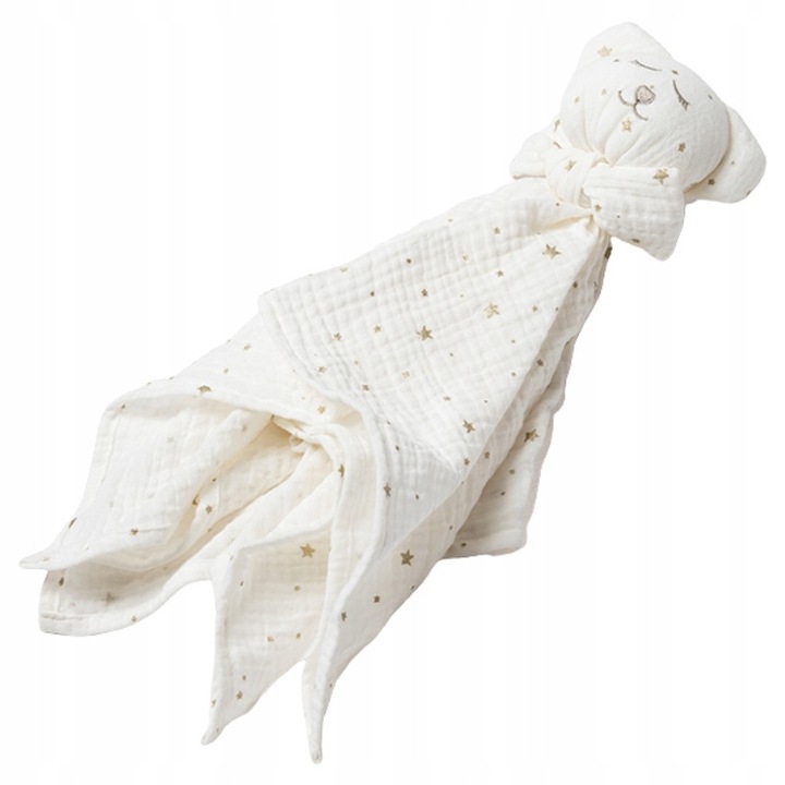 Muszlin takaró, baba, 100% pamut muszlin anyag, szilikon szálas töltet, Oeko-Tex Standard 100 tanúsítvánnyal, csillagmintás dizájn, 0,75 M x 0,60 M, többszínű