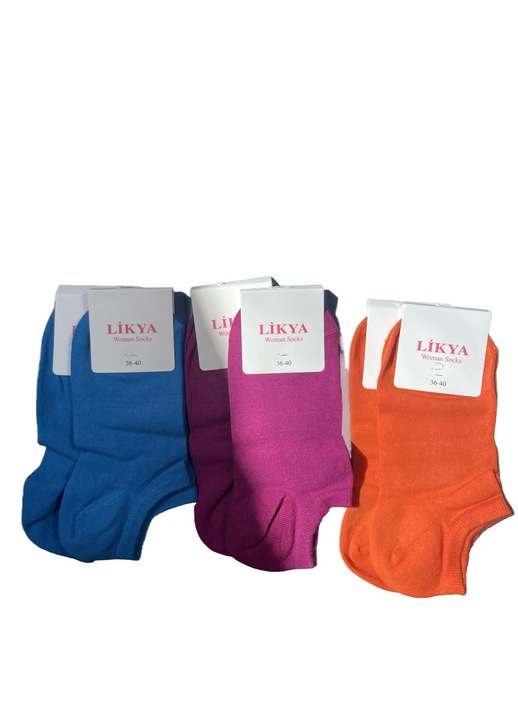 Set 6 perechi Sosete dama, LIKYA, portocaliu, albastru, mov, 36-40