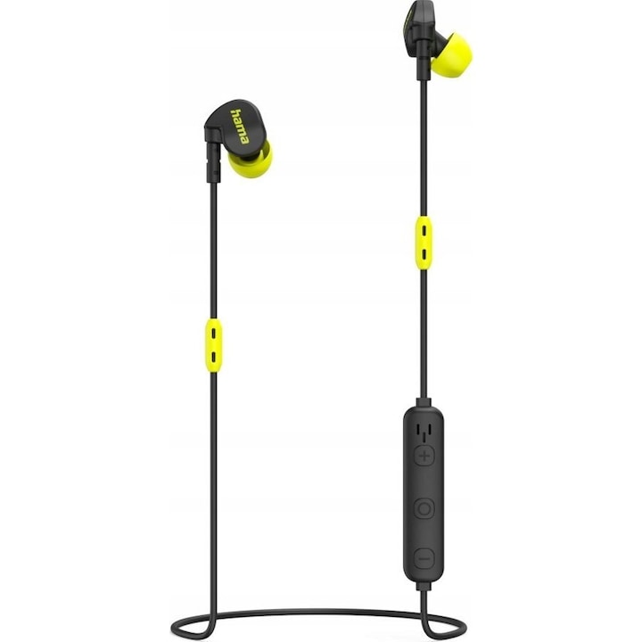 Căști wireless, Hama Freedom Athletics II, TWS, Bluetooth 5.3, negru/galben
