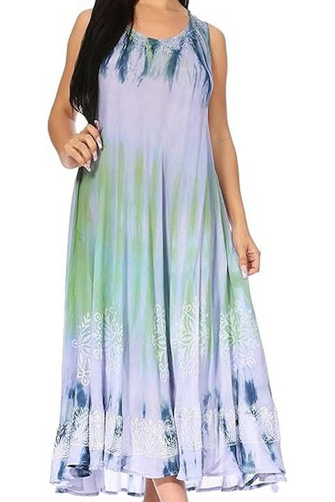 Rochie de plaja lunga dama, model 482104, gri verde, one size, Sakkas