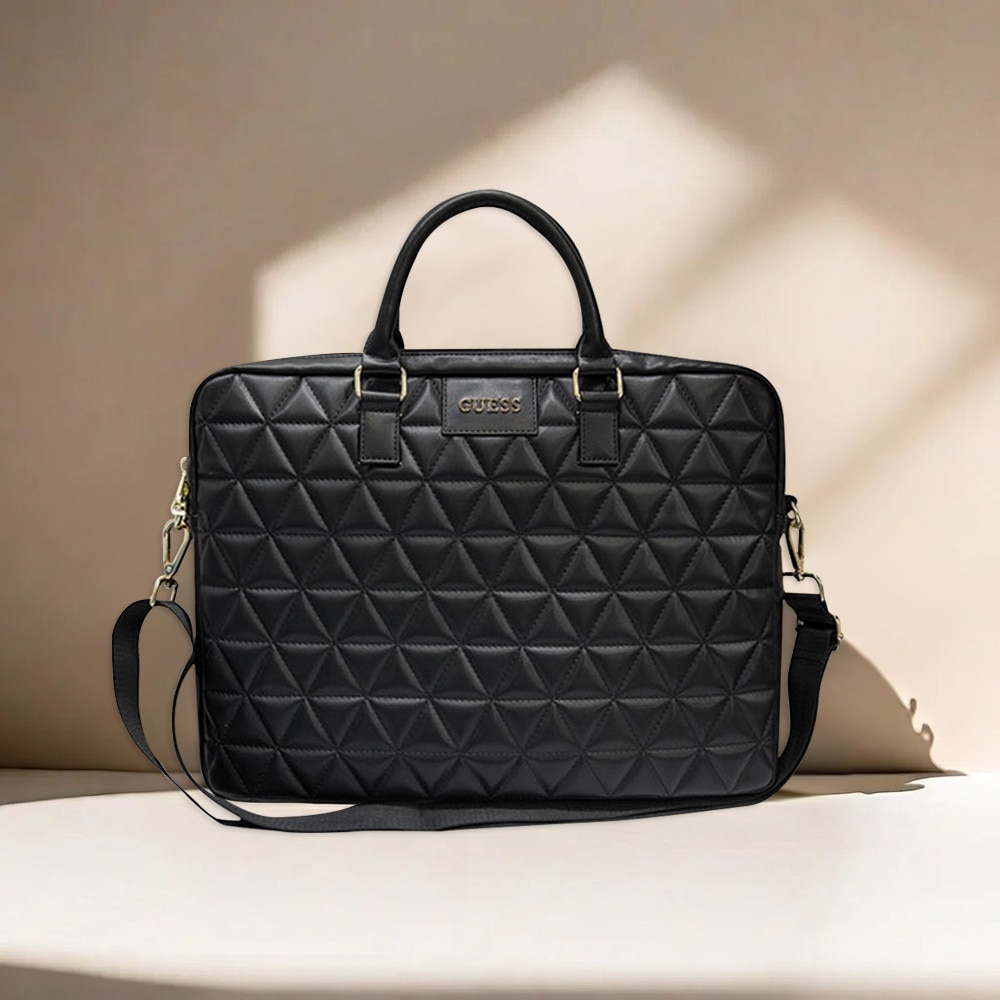 Gentă laptop, GUESS, Piele poliuretanica, Roz pudră, 15-16 inch