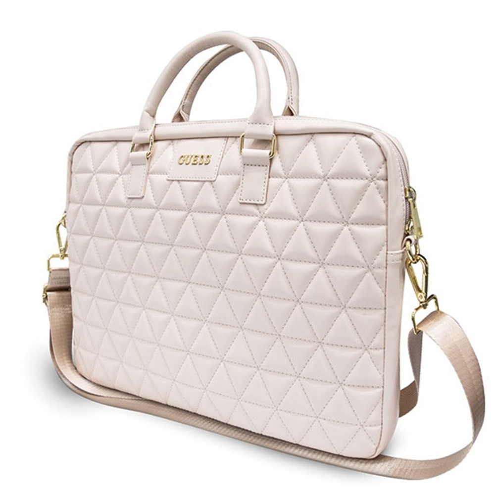 Gentă laptop, GUESS, Piele poliuretanica, Roz pudră, 15-16 inch