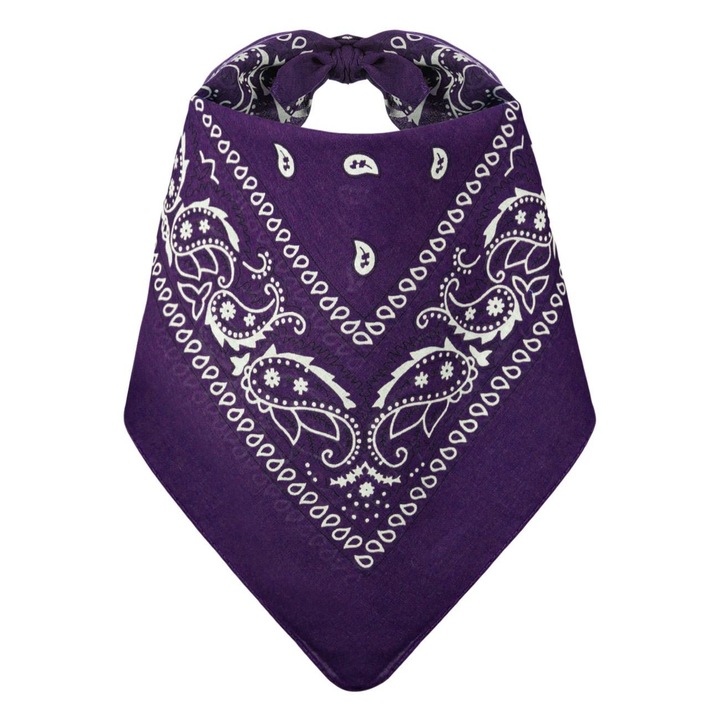 Bandana din Bumbac Mov Paisley 54x54cm