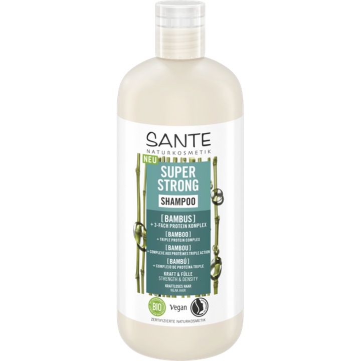 Sampon de par Sante Naturkosmetik cu extract de bambus si complex triplu de proteine, 500 ml