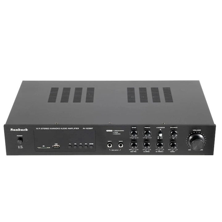 Аудио усилвател, 600W Bluetooth 5.1 Surround, USB AUX RCA FM, черен