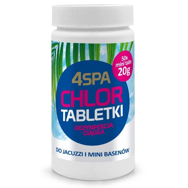Tablete de clor Gamix 4SPA Mini Tabs 1KG 20G, pentru intretinerea piscinei, aplicare usoara, 50 tablete