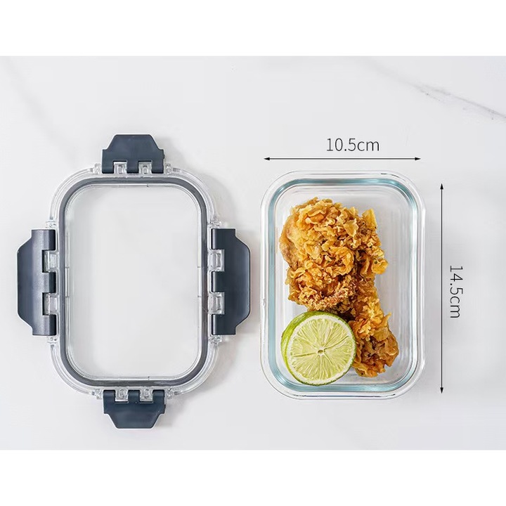 Caserola alimentara din sticla cu capac etans, 370ml