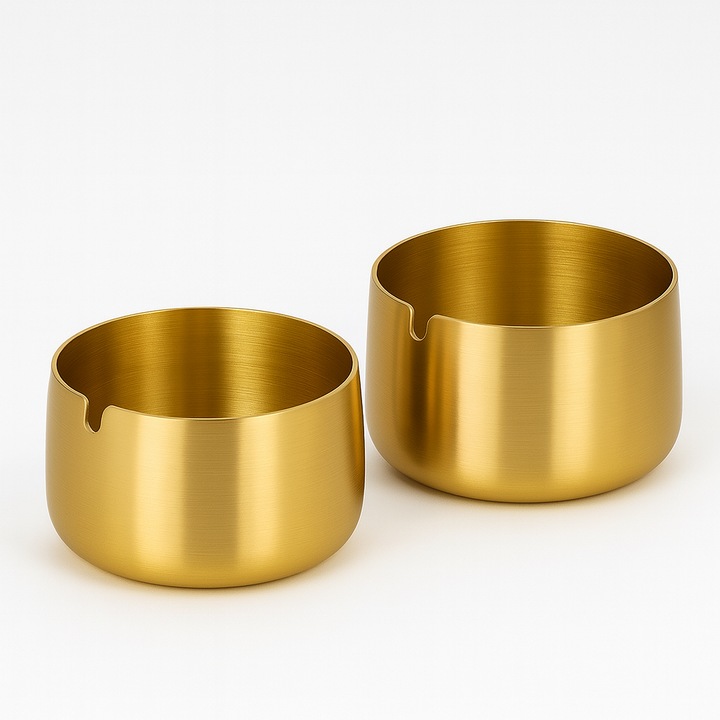 Set scrumiere Geolaila inox, 2buc, aurii, 10x5cm, 8x5cm