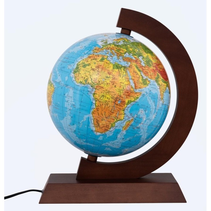 Globus fizic ZACHEM 25cm, cu iluminare, cuprins in rama din lemn