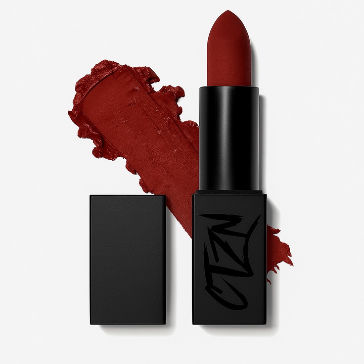 Ruj de buze cu pigment intens CTZN, Colectia Code Red, Vegan, Vitamina E, rezistent la apa, cu unt de shea, Rosso