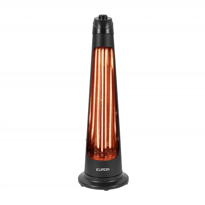 Incalzitor electric pentru terasa Eurom, Q-Tower 1200, capacitate de incalzire pana la 15 m², oscilare, lampa de carbon, protectie IP24, 2 trepte de putere, design compact, ideal pentru terasa/gradina, negru