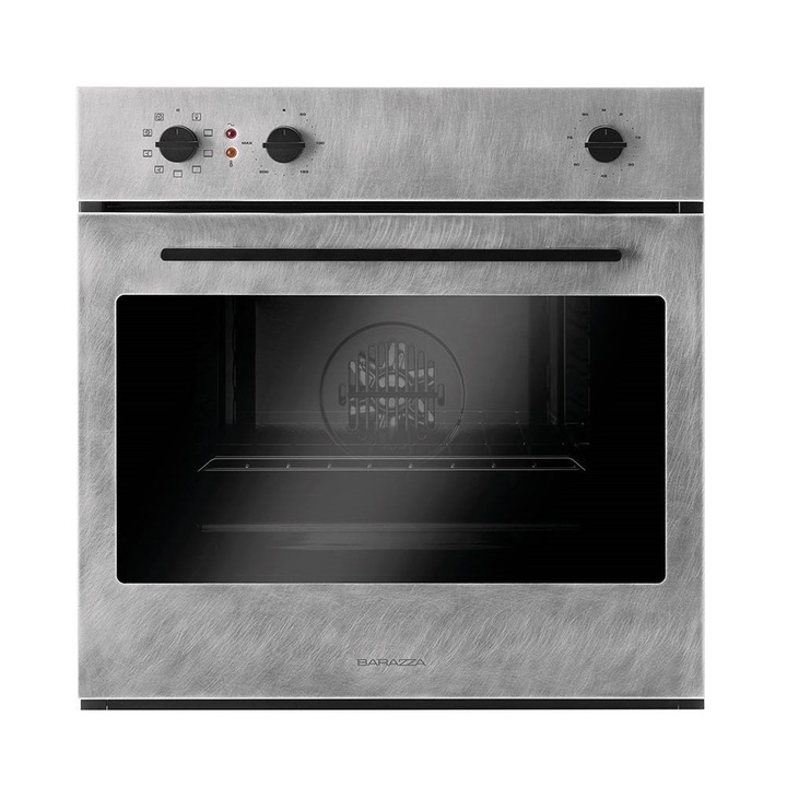 Електрическа фурна Barazza колекция Unique One, Вградена, Максимална температура 250°C, 8 ръчни функции, Ротационни превключватели, Тройно ламинирана стъклена врата, Ширина 60 см, 65 л, Матова неръждаема стомана