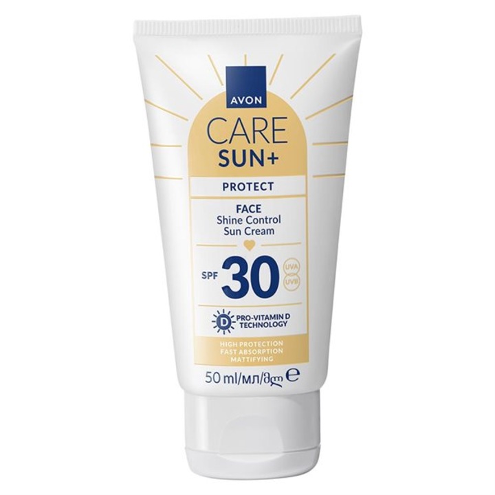 Avon Care Sun+ Shine Control SPF 30 arckrém, 50 ml, mattító, vízálló