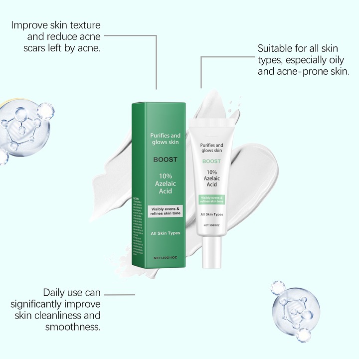 Bibubibu®Crema anti-acnee cu 10% acid azelaic, 1 pachet, control al sebumului, hidratant calmant, tratament multi-actiune pentru acnee