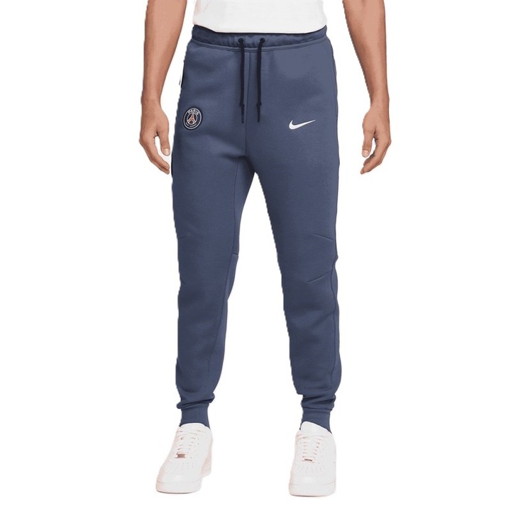 Pantaloni Nike pentru Barbati, psg mnsw tech flc jgr pant, HJ6450-491, XS INTL, Albastru