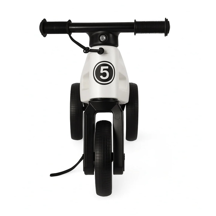 Bicicleta fara pedale 2 in 1, 18+ luni, pneuri si manere de cauciuc, 4 nivele de reglaj pe inaltime, Funny Wheels Rider SuperSport White Limited