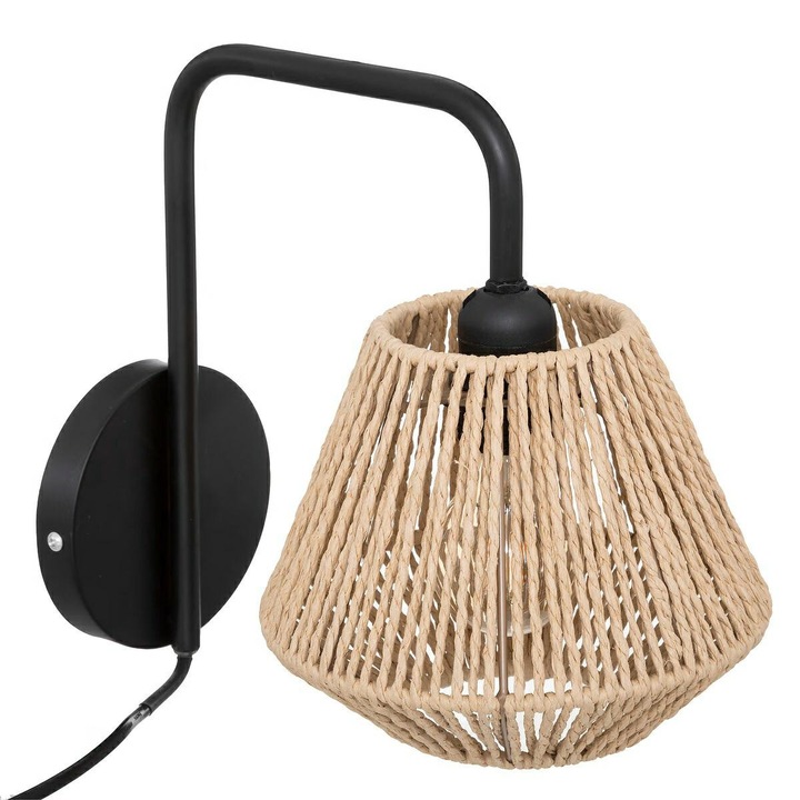 Стенна лампа Atmosphera Jily, метална, абажур от хартиени нишки, 40W, бежова