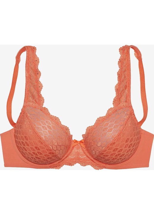 Sutien cu armatura, LASCANA, bretele reglabile, elastan/poliamida, portocaliu, 75B EU