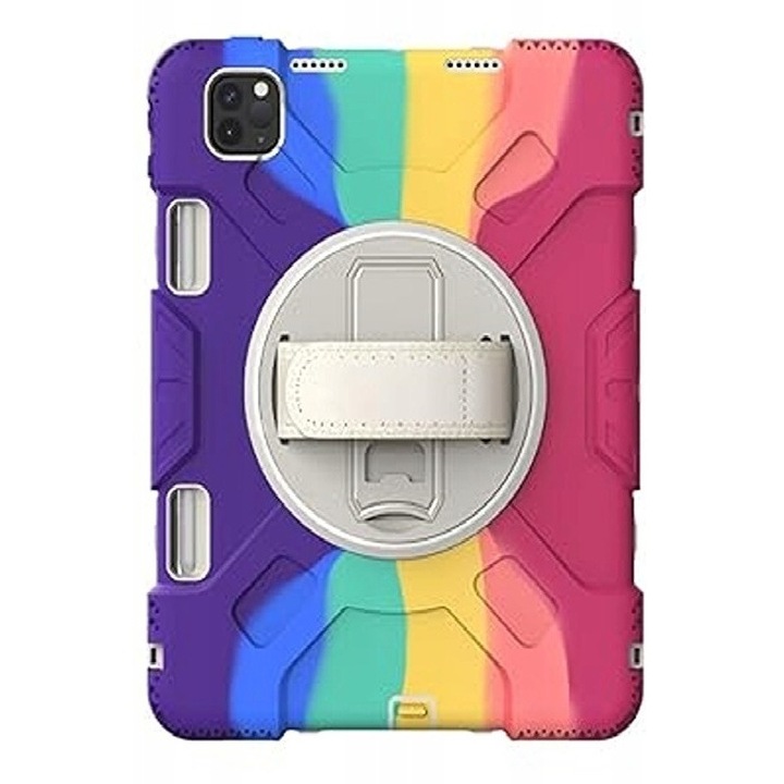 Husa tableta Nikcorp pentru iPad Pro 11" 2021, 3/2 gen, 3 straturi, suport rotativ, loc pentru stylus, colorat