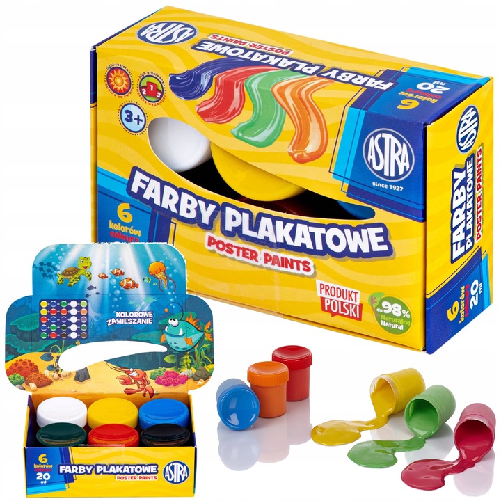 Acuarele ASTRA set 6 culori x 20 ml, rezistente la lumina, naturale