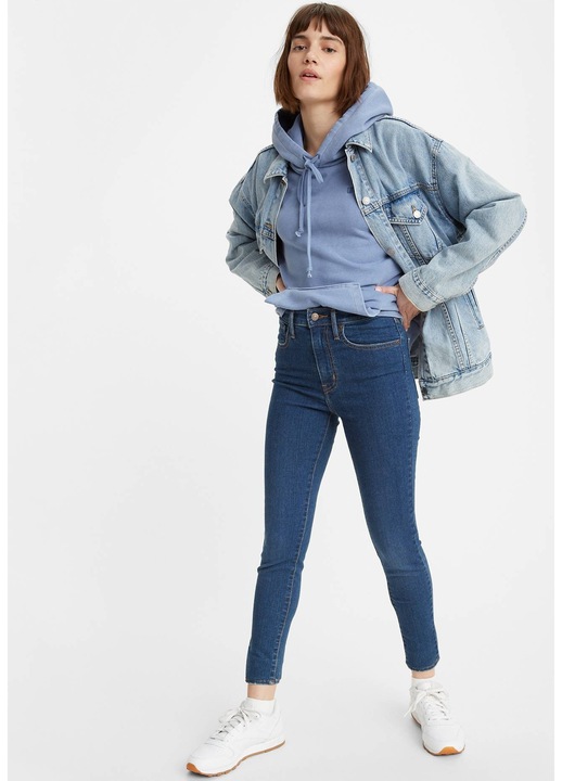 Blugi dama Levi's Mile High Super Skinny, talie foarte inalta, bumbac/poliester, albastru, W25-L30 US