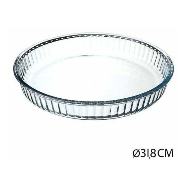 Тава за печене на тарт 32 см, 5five simply smart, стъклена, прозрачна, устойчива на високи температури