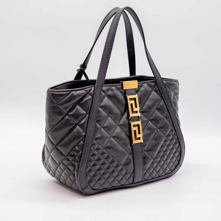 Чанта Versace Tote, естествена кожа, черна