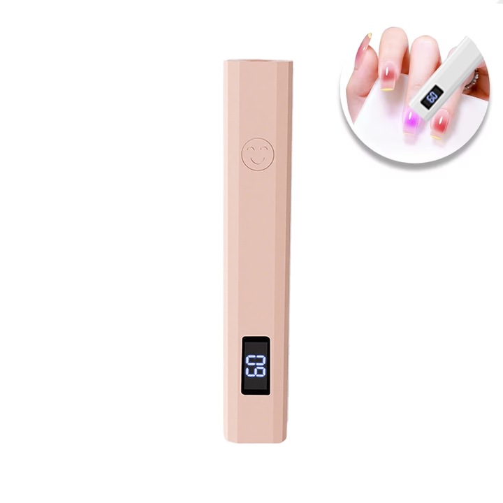 Lampa UV mini portabila, 3W, roz, design compact, pentru manichiura-pedichiura