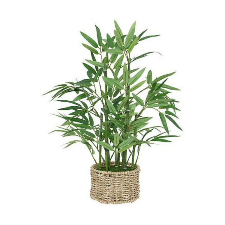Изкуствен бамбук 46 см, Atmosphera, естествен, със саксия от естествени материали