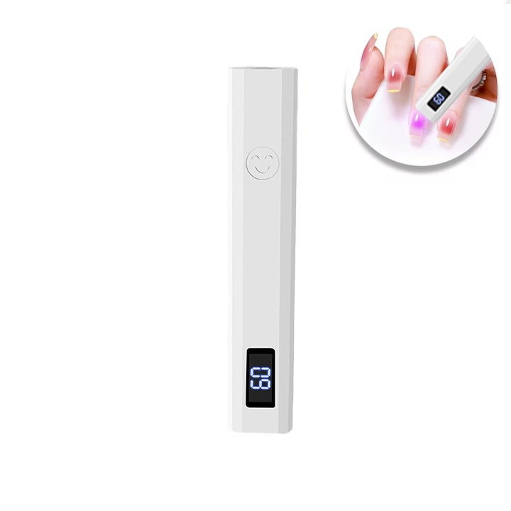 Lampa UV mini portabila, 3W, alb, design compact, pentru manichiura-pedichiura
