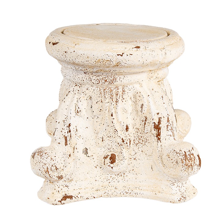 Suport ghiveci flori ceramica bej vintage 22x22x21 cm