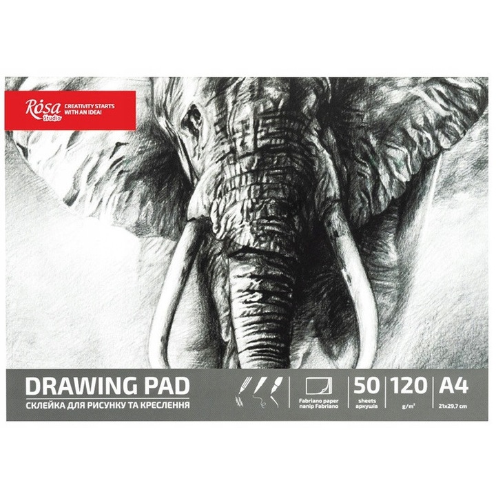 Bloc de desen Rosa A4, 50 foi, 120g/m2, 100% celuloza