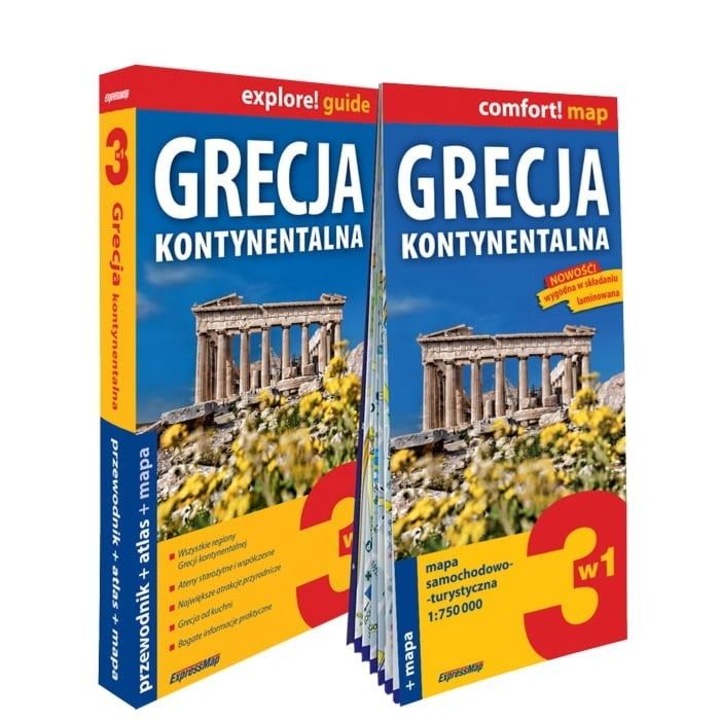 Ghid turistic Grecia continentala 3 in 1, ExpressMap, harta detaliata, informatii utile, 2025