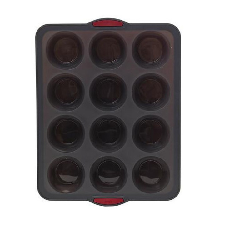 Forma pentru 12 briose, 5FIVE SIMPLY SMART, silicon, gri, de la -20 la 220°C
