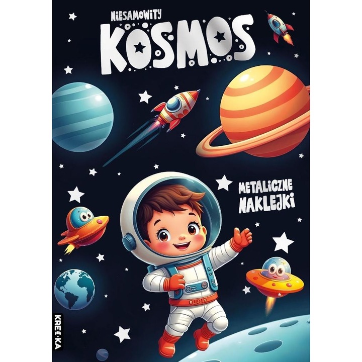 Carte de colorat / caiet de activitati Kredka Niesamowity kosmos, cu stickere metalice, pentru copii, Multicolor, 1 buc